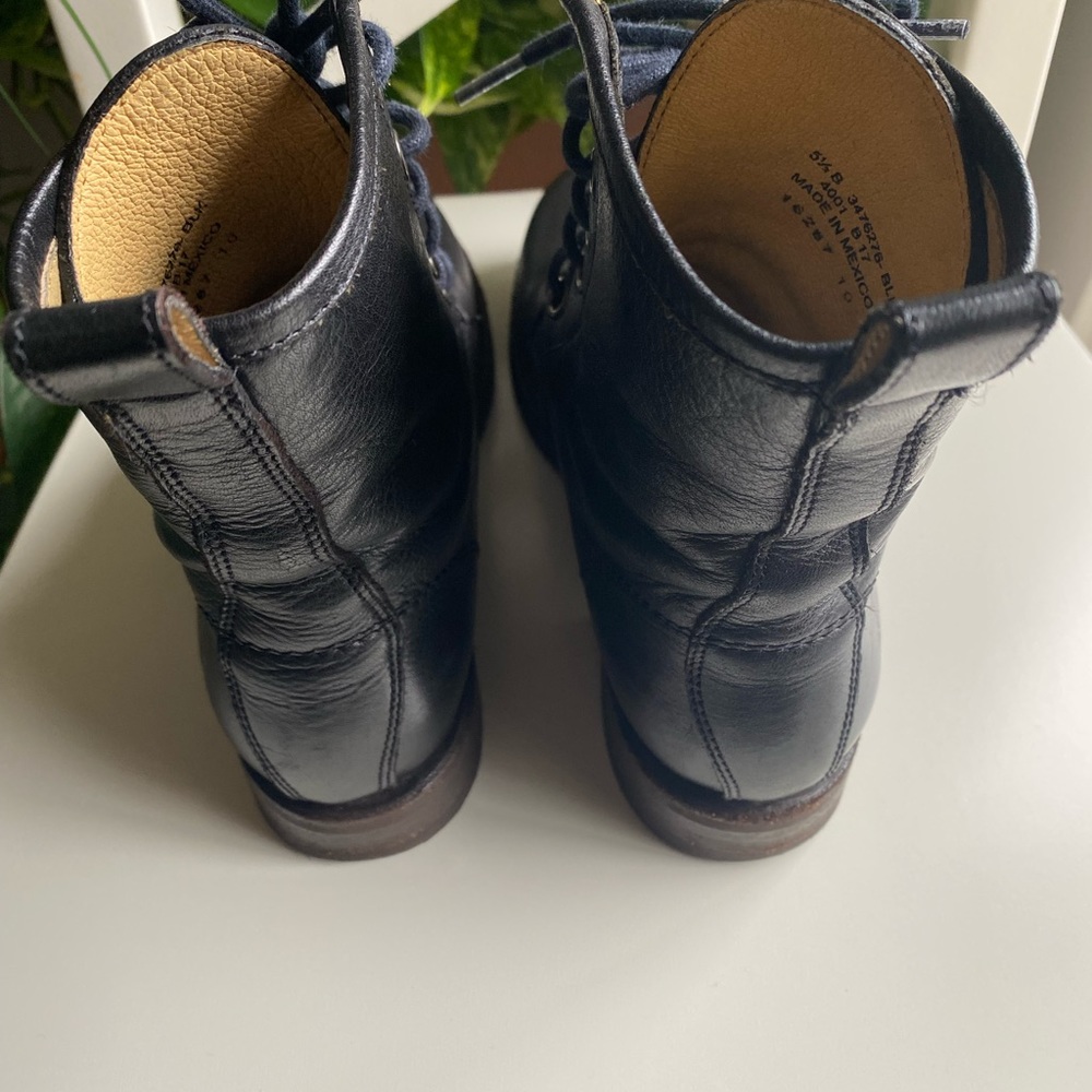 Frye Veronica Combat Leather Lace Up Boot Black S… - image 3